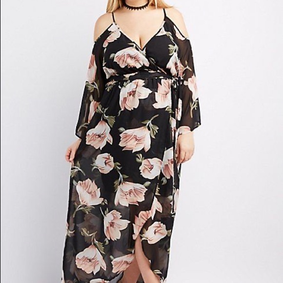 Charlotte Russe Dresses & Skirts - Charlotte Russe Cold Shoulder Floral Maxi Dress L